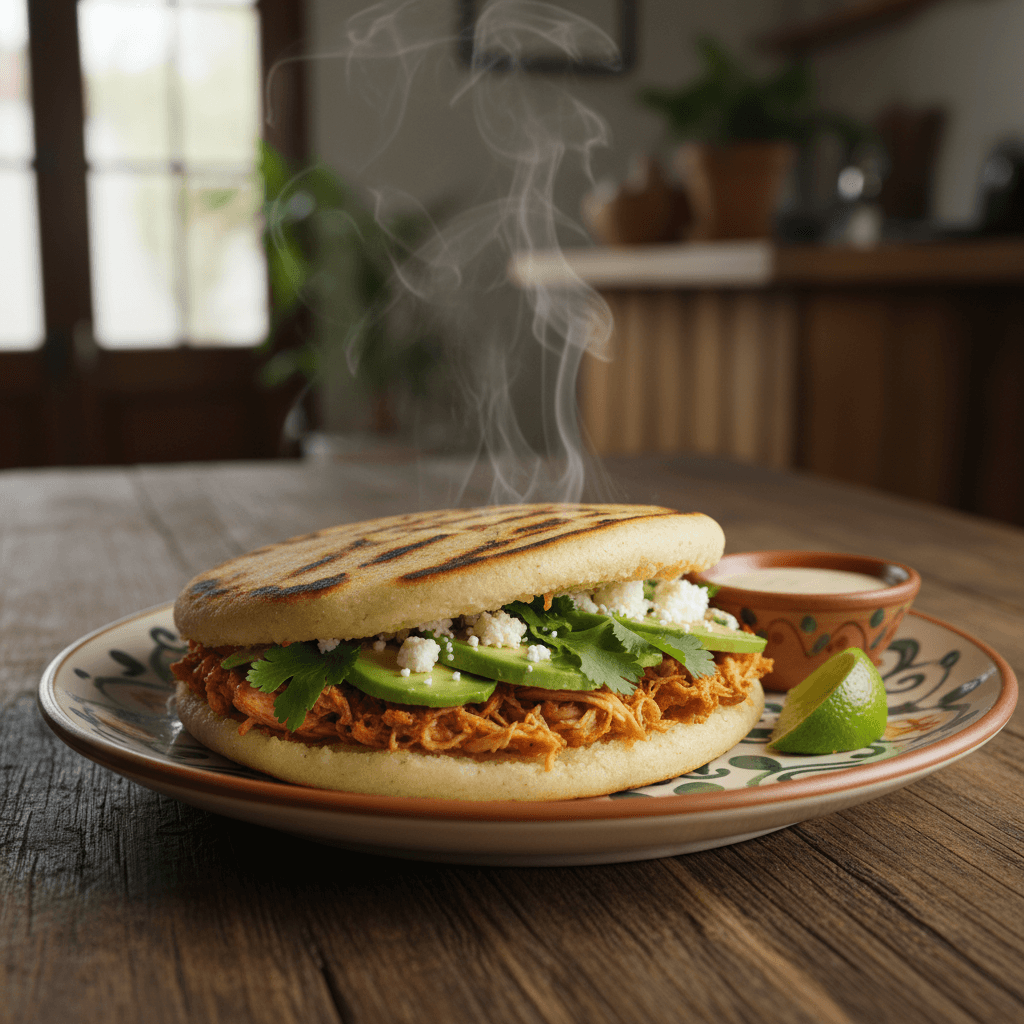 arepas on the grill with fresh toppings