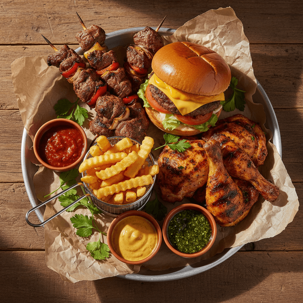 Salchipapas plate with fries and sliced sausage