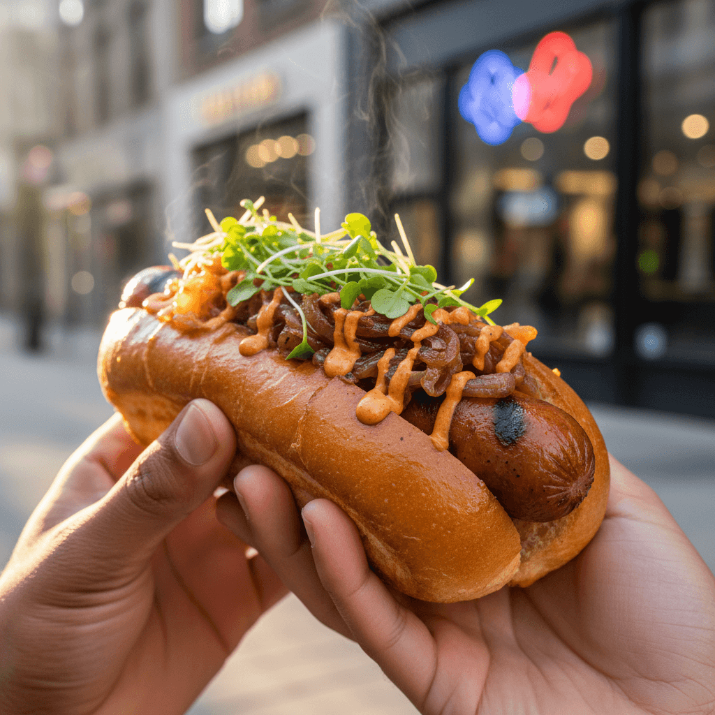 Colombian-style hot dog topped with crushed potato chips