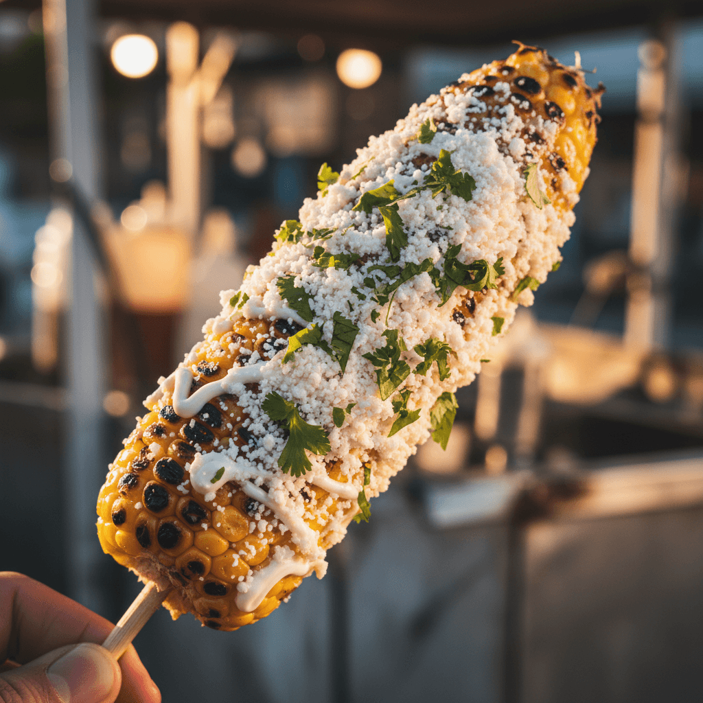 Corn bowl with crema, cheese, and lime